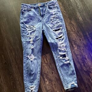 American Eagle Outfitters Ripped Blue Skinny Jeans
